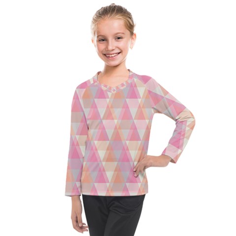 Pattern Triangle Pink Kids  Long Mesh Tee by nateshop