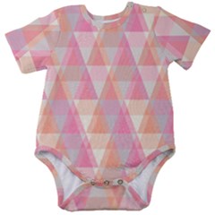 Pattern Triangle Pink Baby Short Sleeve Onesie Bodysuit by nateshop