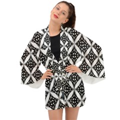 Pattern-black Long Sleeve Kimono