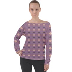 Pattern-puple Box Off Shoulder Long Sleeve Velour Top by nateshop