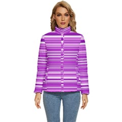 Pattern-purple Lines Women s Puffer Bubble Jacket Coat