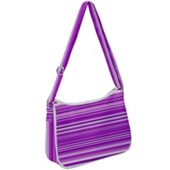 Pattern-purple Lines Zip Up Shoulder Bag by nateshop
