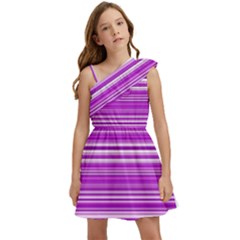 Pattern-purple Lines Kids  One Shoulder Party Dress by nateshop