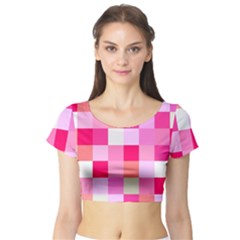 Pink Box Short Sleeve Crop Top by nateshop