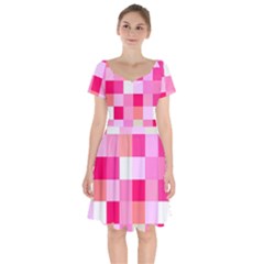 Pink Box Short Sleeve Bardot Dress by nateshop