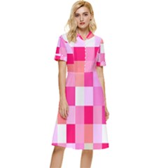 Pink Box Button Top Knee Length Dress by nateshop