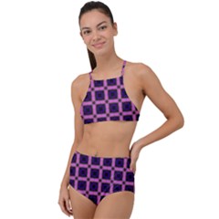 Seamless-box Puple High Waist Tankini Set