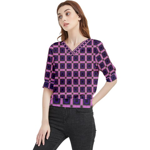 Seamless-box Puple Quarter Sleeve Blouse by nateshop