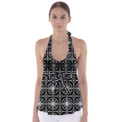 Seamless-pattern Black Babydoll Tankini Top by nateshop