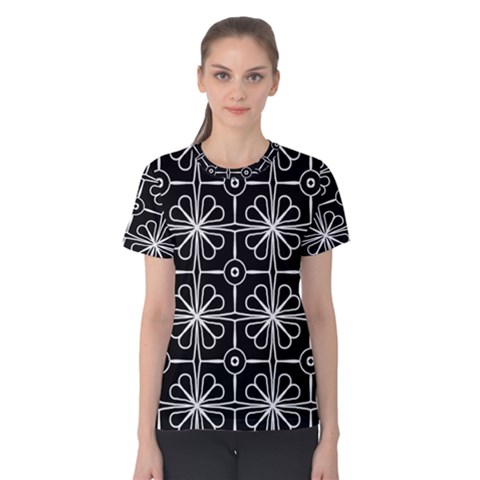 Seamless-pattern Black Women s Cotton Tee by nateshop