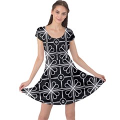 Seamless-pattern Black Cap Sleeve Dress by nateshop