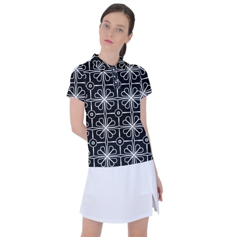 Seamless-pattern Black Women s Polo Tee by nateshop