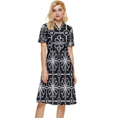 Seamless-pattern Black Button Top Knee Length Dress by nateshop