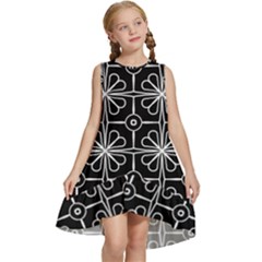 Seamless-pattern Black Kids  Frill Swing Dress