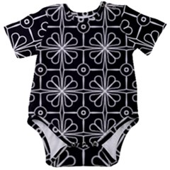 Seamless-pattern Black Baby Short Sleeve Onesie Bodysuit