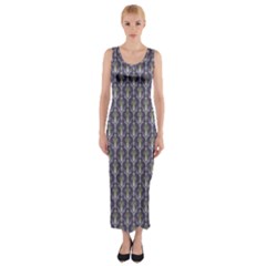 Seamless-pattern Gray Fitted Maxi Dress