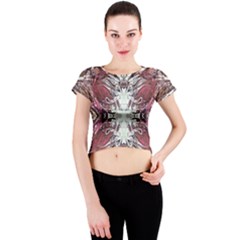 Pink on gold symmetry Crew Neck Crop Top