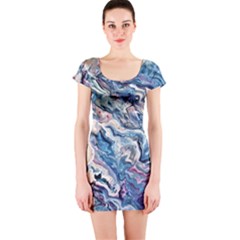 Abstract Waves Short Sleeve Bodycon Dress by kaleidomarblingart