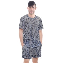 Cracked Texture Print Men s Mesh Tee And Shorts Set