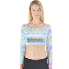 Dungeons And Cuties In Blue Long Sleeve Crop Top