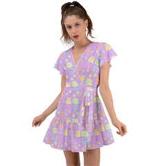 Dungeons and Cuties Flutter Sleeve Wrap Dress