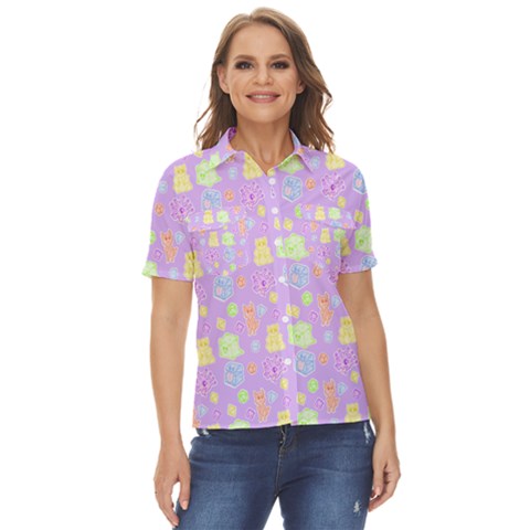 Dungeons And Cuties Women s Short Sleeve Double Pocket Shirt by thePastelAbomination