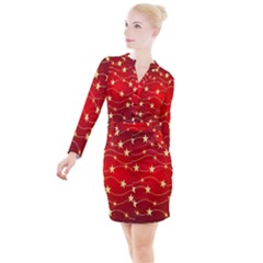 Background Christmas Decoration Holiday Xmas Shiny Button Long Sleeve Dress by artworkshop