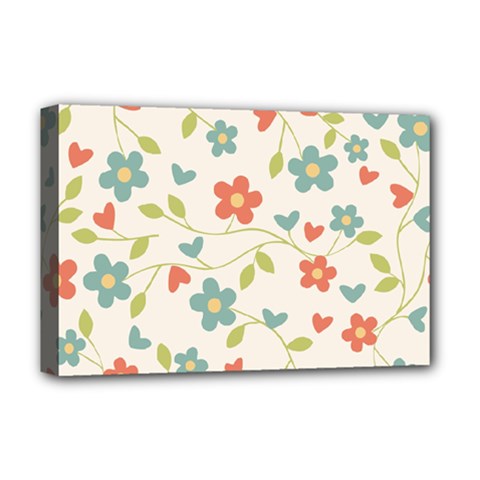 Background Colorful Floral Flowers Deluxe Canvas 18  X 12  (stretched) by artworkshop