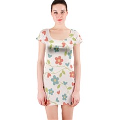  Background Colorful Floral Flowers Short Sleeve Bodycon Dress by artworkshop