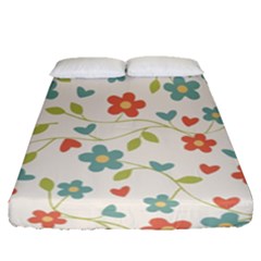  Background Colorful Floral Flowers Fitted Sheet (queen Size) by artworkshop