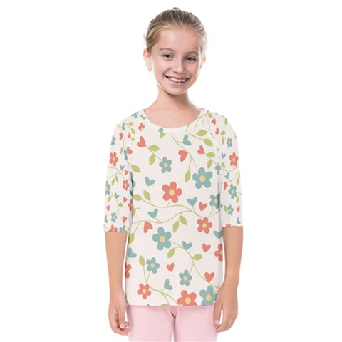  Background Colorful Floral Flowers Kids  Quarter Sleeve Raglan Tee by artworkshop