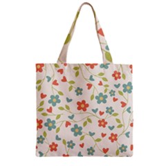  Background Colorful Floral Flowers Zipper Grocery Tote Bag by artworkshop