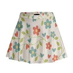  Background Colorful Floral Flowers Mini Flare Skirt by artworkshop