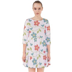  Background Colorful Floral Flowers Smock Dress by artworkshop