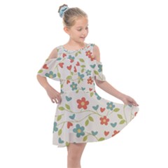  Background Colorful Floral Flowers Kids  Shoulder Cutout Chiffon Dress by artworkshop