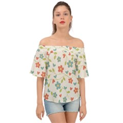  Background Colorful Floral Flowers Off Shoulder Short Sleeve Top