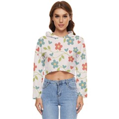  Background Colorful Floral Flowers Women s Lightweight Cropped Hoodie by artworkshop