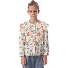  Background Colorful Floral Flowers Kids  Peter Pan Collar Blouse by artworkshop