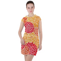 Background Colorful Floral Drawstring Hooded Dress by artworkshop