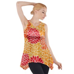 Background Colorful Floral Side Drop Tank Tunic by artworkshop