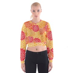 Background Colorful Floral Cropped Sweatshirt by artworkshop