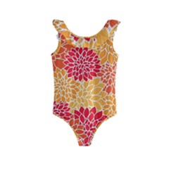 Background Colorful Floral Kids  Frill Swimsuit