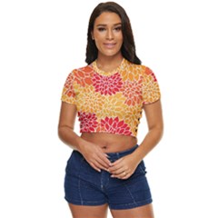 Background Colorful Floral Side Button Cropped Tee