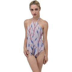 Floral Branches Plant Drawing Go With The Flow One Piece Swimsuit by artworkshop