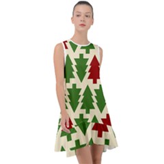  Christmas Trees Holiday Frill Swing Dress by artworkshop