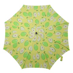 Apple Pattern Green Yellow Hook Handle Umbrellas (medium) by artworkshop