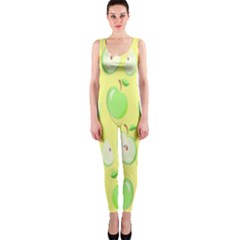 Apple Pattern Green Yellow One Piece Catsuit