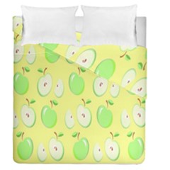 Apple Pattern Green Yellow Duvet Cover Double Side (queen Size) by artworkshop