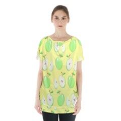 Apple Pattern Green Yellow Skirt Hem Sports Top by artworkshop