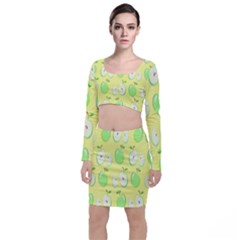 Apple Pattern Green Yellow Top And Skirt Sets by artworkshop